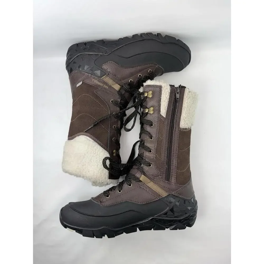 Merrell Aurora Tall Espresso Brown US 7 EU 37.5 Waterproof Winter Snow Boots - Picture 1 of 9